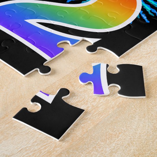 Fun Fireworks + Rainbow Pattern "92" Birthday # Puzzle (Seite)