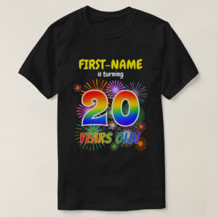 Fun Fireworks, Regenbogen-Look "20", 20. Geburtsta T-Shirt