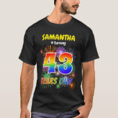 Fun Fireworks, Regenbogen-Look "43", 43. Geburtsta T-Shirt (Vorderseite)