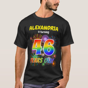 Fun Fireworks, Regenbogen-Look "46", 46. Geburtsta T-Shirt