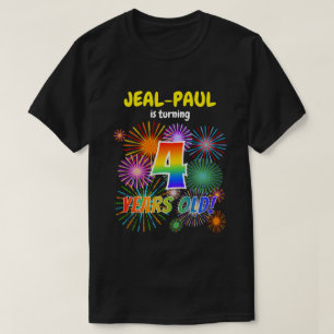 Fun Fireworks, Regenbogen Look "4", 4. Geburtstag T-Shirt