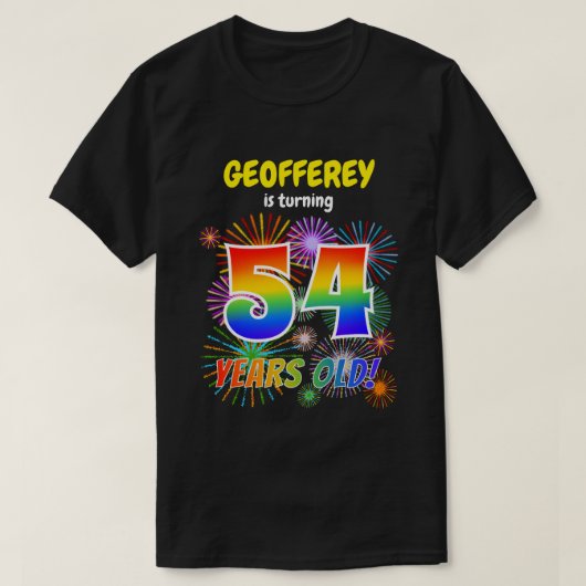 Fun Fireworks, Regenbogen-Look "54", 54. Geburtsta T-Shirt (Design vorne)