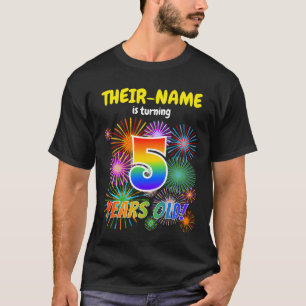 Fun Fireworks, Regenbogen Look "5", 5. Geburtstag T-Shirt