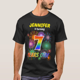 Fun Fireworks, Regenbogen Look "7", 7. Geburtstag T-Shirt