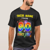 Fun Fireworks, Regenbogen-Look "90", 90. Geburtsta T-Shirt (Vorderseite)