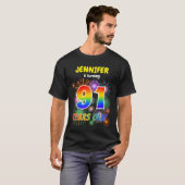 Fun Fireworks, Regenbogen-Look "91", 91. Geburtsta T-Shirt (Vorne ganz)