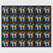Fun Fireworks + Regenbogenmuster "11" Ereignisnumm Geschenkpapier (Flach)