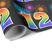 Fun Fireworks + Regenbogenmuster "12" Ereignisnumm Geschenkpapier (Rolleneckpunkt)