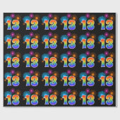 Fun Fireworks + Regenbogenmuster "13" Ereignisnumm Geschenkpapier (Flach)