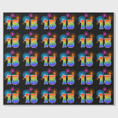 Fun Fireworks + Regenbogenmuster "15" Ereignisnumm Geschenkpapier (Flach)