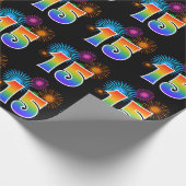 Fun Fireworks + Regenbogenmuster "15" Ereignisnumm Geschenkpapier (Ecke)