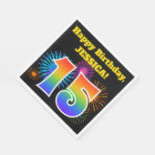 Fun Fireworks + Regenbogenmuster "15" Geburtstag # Serviette (Ecke)