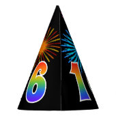 Fun Fireworks + Regenbogenmuster "16" Geburtstag # Partyhütchen (Rückseite)