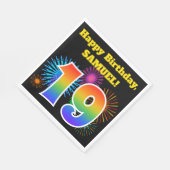 Fun Fireworks + Regenbogenmuster "19" Geburtstag # Serviette (Ecke)