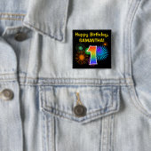 Fun Fireworks + Regenbogenmuster "1" Geburtstag # Button (Beispiel)