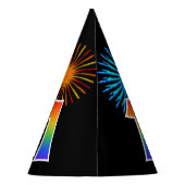 Fun Fireworks + Regenbogenmuster "1" Geburtstag # Partyhütchen (Rückseite)
