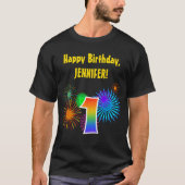 Fun Fireworks + Regenbogenmuster "1" Geburtstag # T-Shirt (Vorderseite)