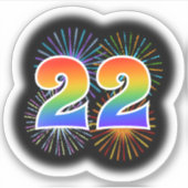 Fun Fireworks + Regenbogenmuster "22" Event # Aufkleber (Vorderseite)