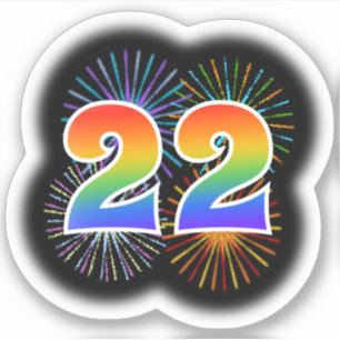 Fun Fireworks + Regenbogenmuster "22" Event # Aufkleber