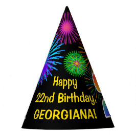 Fun Fireworks + Regenbogenmuster "22" Geburtstag # Partyhütchen