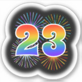 Fun Fireworks + Regenbogenmuster "23" Event # Aufkleber (Vorderseite)