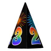 Fun Fireworks + Regenbogenmuster "23" Geburtstag # Partyhütchen (Rückseite)