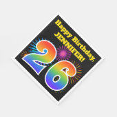 Fun Fireworks + Regenbogenmuster "26" Geburtstag # Serviette (Ecke)