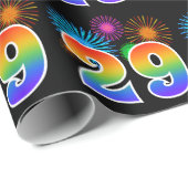 Fun Fireworks + Regenbogenmuster "29" Ereignisnumm Geschenkpapier (Rolleneckpunkt)