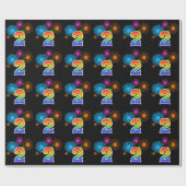 Fun Fireworks + Regenbogenmuster "2" Ereignisnumme Geschenkpapier (Flach)