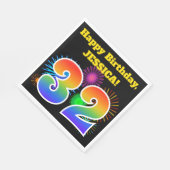 Fun Fireworks + Regenbogenmuster "32" Geburtstag # Serviette (Ecke)