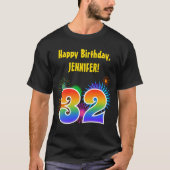 Fun Fireworks + Regenbogenmuster "32" Geburtstag # T-Shirt (Vorderseite)