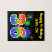 Fun Fireworks + Regenbogenmuster "36" Geburtstag # Puzzle (Horizontal)