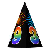 Fun Fireworks + Regenbogenmuster "39" Geburtstag # Partyhütchen (Rückseite)