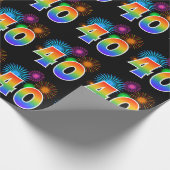 Fun Fireworks + Regenbogenmuster "40" Ereignisnumm Geschenkpapier (Ecke)