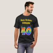Fun Fireworks + Regenbogenmuster "40" Geburtstag # T-Shirt (Vorne ganz)