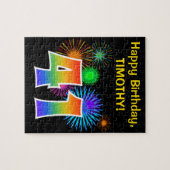 Fun Fireworks + Regenbogenmuster "41" Geburtstag # Puzzle (Horizontal)