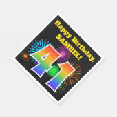 Fun Fireworks + Regenbogenmuster "41" Geburtstag # Serviette (Ecke)