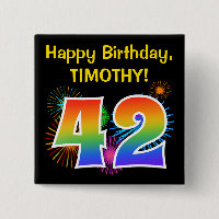 Fun Fireworks + Regenbogenmuster "42" Geburtstag #