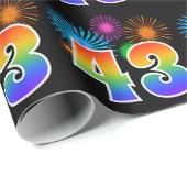 Fun Fireworks + Regenbogenmuster "43" Ereignisnumm Geschenkpapier (Rolleneckpunkt)