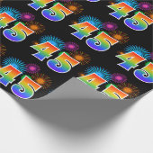 Fun Fireworks + Regenbogenmuster "45" Ereignisnumm Geschenkpapier (Ecke)