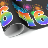 Fun Fireworks + Regenbogenmuster "46" Ereignisnumm Geschenkpapier (Rolleneckpunkt)
