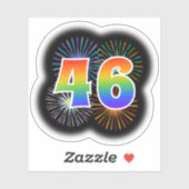 Fun Fireworks + Regenbogenmuster "46" Event # Aufkleber (Blatt)