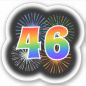 Fun Fireworks + Regenbogenmuster "46" Event # Aufkleber (Vorderseite)