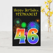 Fun Fireworks + Regenbogenmuster "46" Geburtstag # Karte (Gelbe Blume)