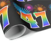 Fun Fireworks + Regenbogenmuster "47" Ereignisnumm Geschenkpapier (Rolleneckpunkt)