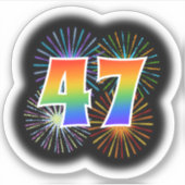 Fun Fireworks + Regenbogenmuster "47" Event # Aufkleber (Vorderseite)