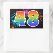 Fun Fireworks + Regenbogenmuster "48" Ereignisnumm Rechteckiger Aufkleber (Tasche)