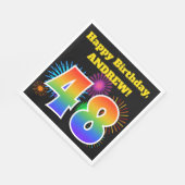 Fun Fireworks + Regenbogenmuster "48" Geburtstag # Serviette (Ecke)