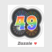 Fun Fireworks + Regenbogenmuster "49" Event # Aufkleber (Blatt)