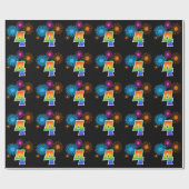 Fun Fireworks + Regenbogenmuster "4" Ereignisnumme Geschenkpapier (Flach)